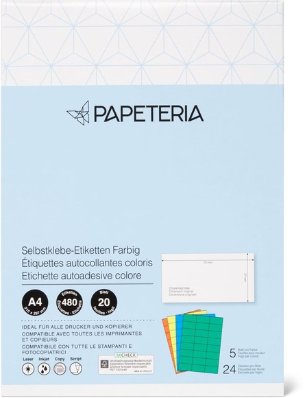 Papeteria Etiketten farbig 80g