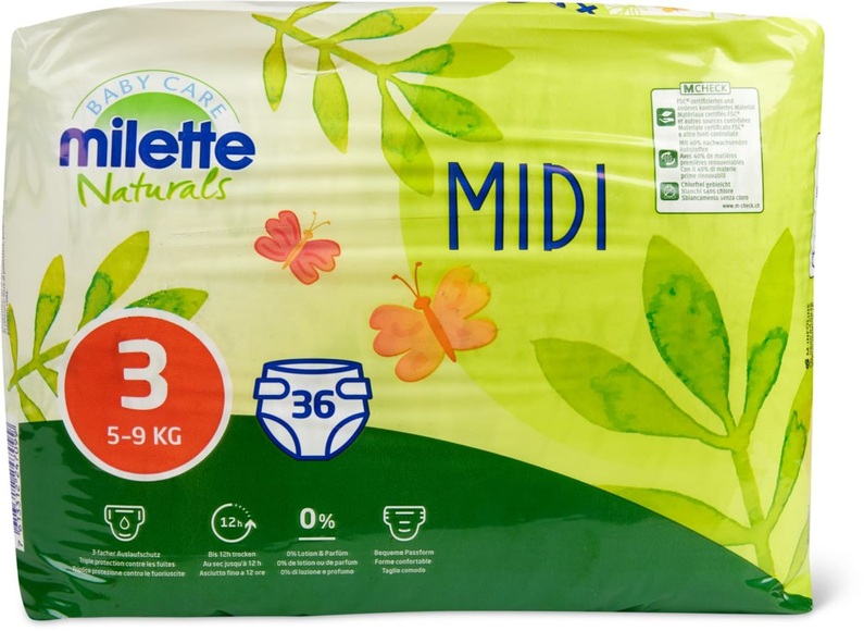 Millette Naturals Windeln Midi 3 36 Stück