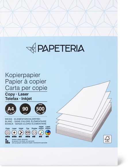 Papeteria Kopierpapier 90g/m2 A4 weiss