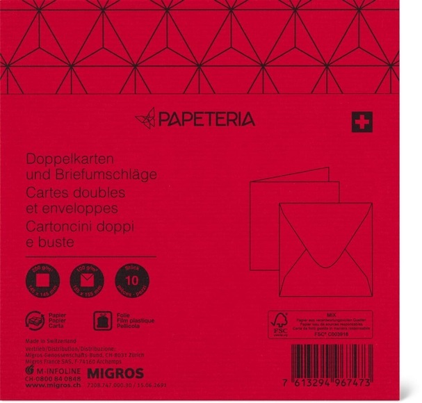 Papeteria 145 x 145 Doppelkarten und Briefumschläge