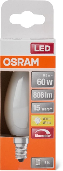 OSRAM LED EEK A++ (A++ - E) E14 Kerzenform 6.5 W = 60 W Warmweiß (Ø x L) 35 mm x 97 mm 1 St.