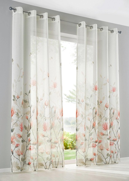 Transparente Gardine mit floralem Druck (1er Pack)