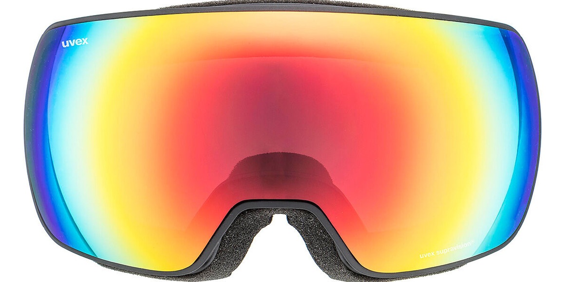Uvex compact FM Skibrille - black mat mirror rainbow rose