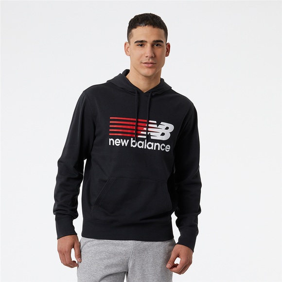 New Balance Herren Kapuzenpullover NB Classic Hoodie, Schwarz, Relaxed Fit, ideal für Freizeit & Reisen
