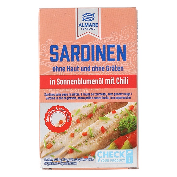 Sardinen, Sonnenblumenöl mit Chili
