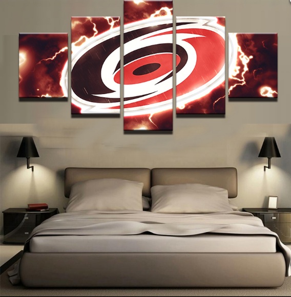 5 Pcs Carolina Hurricanes Painting HD Printed Canvas Wall Art Picture Home Décor