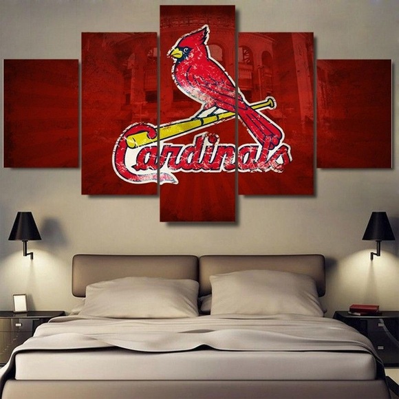 5 Panel St Louis Skyline Cardinals Canvas Prints Painting Wall Art Home Decor