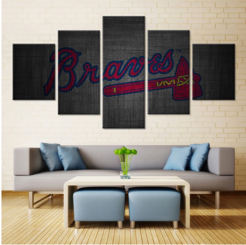 5 Panels Atlanta Braves Painting HD Printed Canvas Wall Art Picture Home Décor