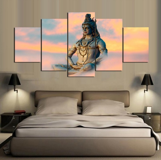 5 Pcs Shiva India Lord Religion Buddha Canvas Prints Painting Wall Art Home Deco