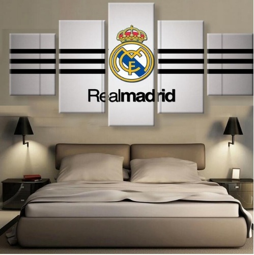 5 Panels Real Madrid Football Soccer Painting Printed Canvas Wall Art Home Décor