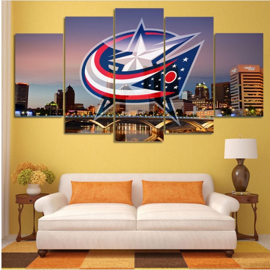 5 Pcs Columbus Blue Jackets Painting Printed Canvas Wall Art Picture Home Décor