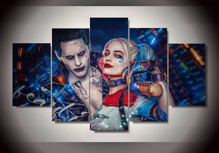 5 Pieces Joker Harley Quinn Suicide Squad Art Print Picture Canvas Wall Decor