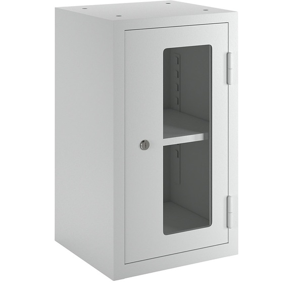 QUIPO Werkstatt-Hängeschrank HxBxT 600 x 350 x 320 mm, Sichtfenstertüren lichtgrau RAL 7035
