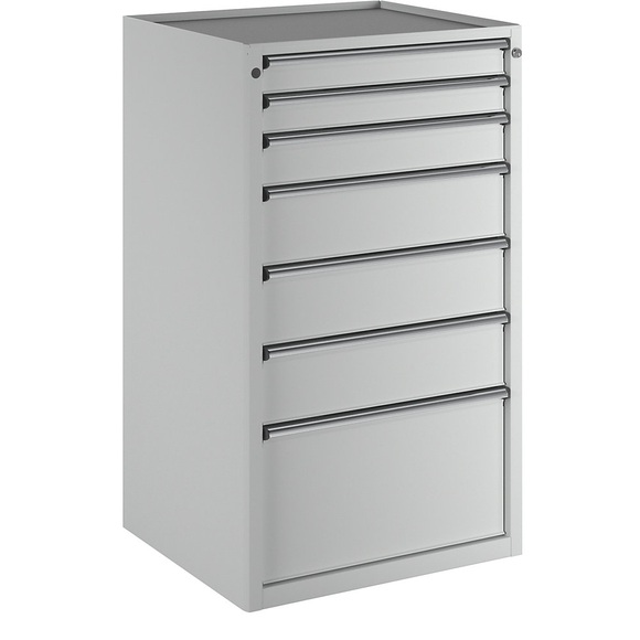 ANKE Schubladenschrank BxT 760 x 675 mm, Schubladentraglast 200 kg 7 Schubladen, Höhe 1280 mm, Front lichtgrau