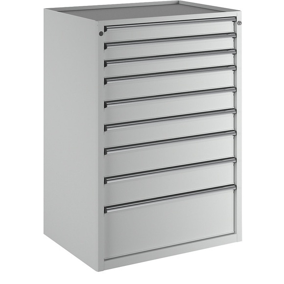 ANKE Schubladenschrank BxT 910 x 675 mm 9 Schubladen, Höhe 1280 mm, Front lichtgrau