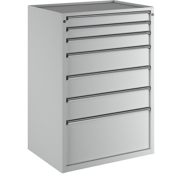 ANKE Schubladenschrank, BxT 910 x 675 mm, Schubladentraglast 200 kg, 7 Schubladen, Höhe 1280 mm, Front lichtgrau