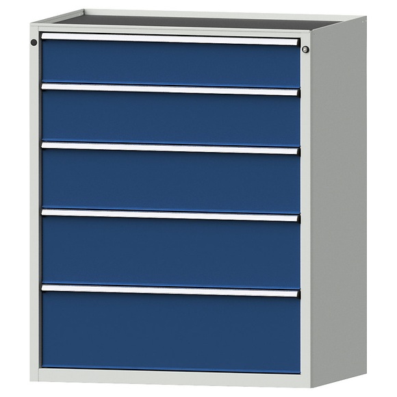 ANKE Schubladenschrank, BxT 1060 x 675 mm, Schubladentraglast 200 kg, 5 Schubladen, Höhe 1280 mm, Front enzianblau