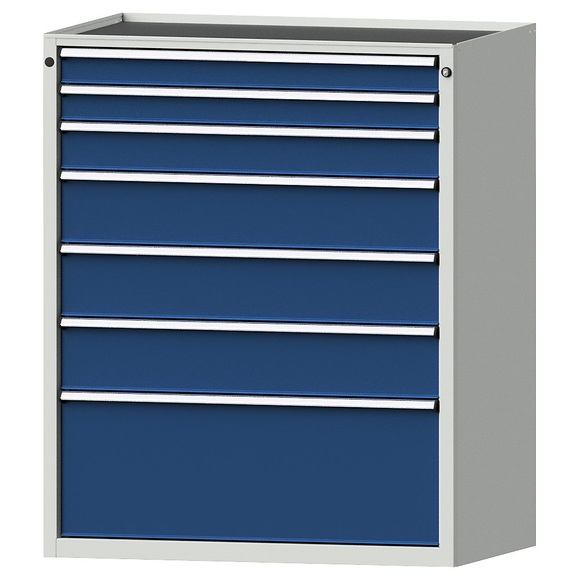ANKE Schubladenschrank BxT 1060 x 675 mm, Schubladentraglast 200 kg 7 Schubladen, Höhe 1280 mm, Front enzianblau