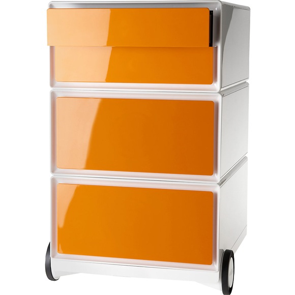 Paperflow Rollcontainer easyBox® 2 Schubladen, 2 Schübe flach weiß / orange