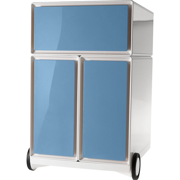 PAPERFLOW Rollcontainer aus Kunststoff 1 Schublade, 2 Hängeregistraturschübe weiß / anthrazit