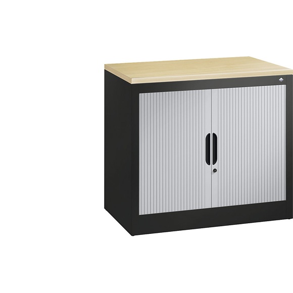 CP Rollladenschrank, Höhe 720 mm BxT 800 x 420 mm, 1 Fachboden schwarz / lichtgrau