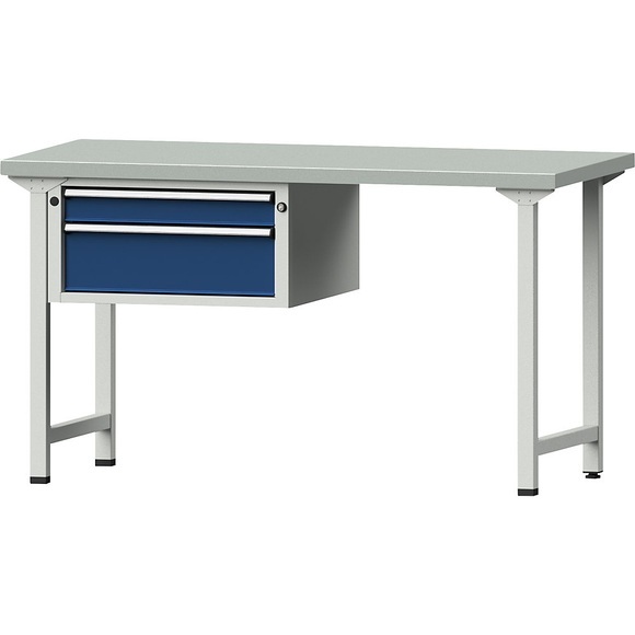 ANKE Werkbank, stabil 2 Schubladen, Breite 1500 mm Stahlblechbelag