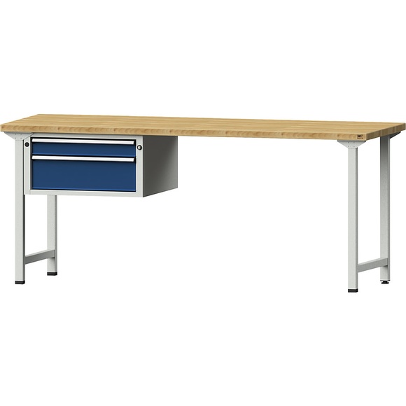 ANKE Werkbank, stabil 2 Schubladen, Breite 2000 mm Buche massiv