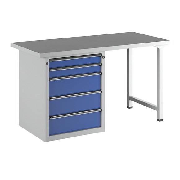 ANKE Werkbank, stabil 5 Schubladen, Breite 1500 mm Universalplatte