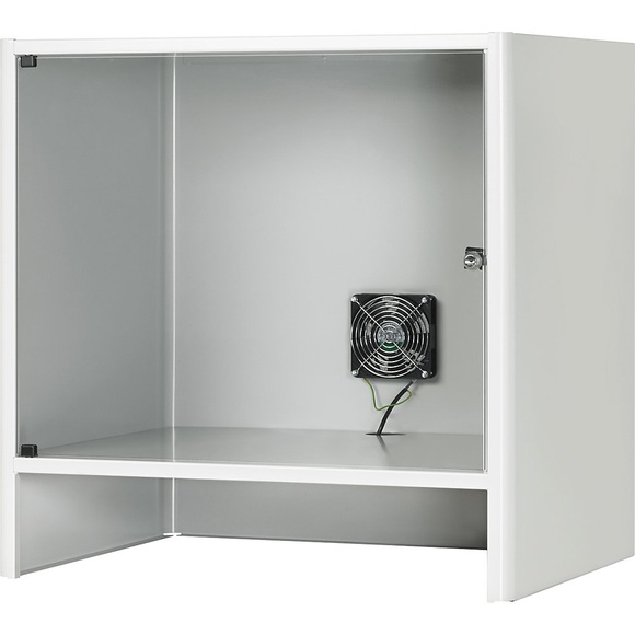 RAU Monitorgehäuse mit integriertem Aktivlüfter HxBxT 710 x 710 x 550 mm lichtgrau RAL 7035