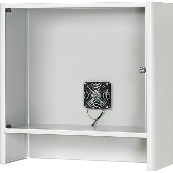RAU Monitorgehäuse mit integriertem Aktivlüfter HxBxT 710 x 710 x 300 mm lichtgrau RAL 7035
