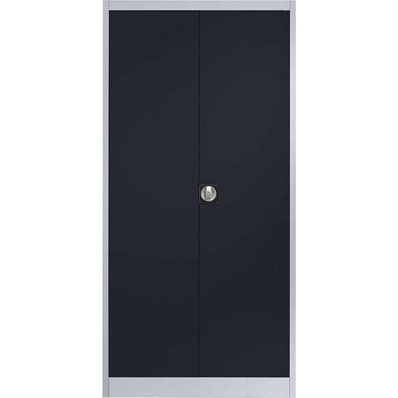 mauser Stahlschrank mit Flügeltüren 4 Fachböden, T 420 mm weißaluminium / anthrazitgrau