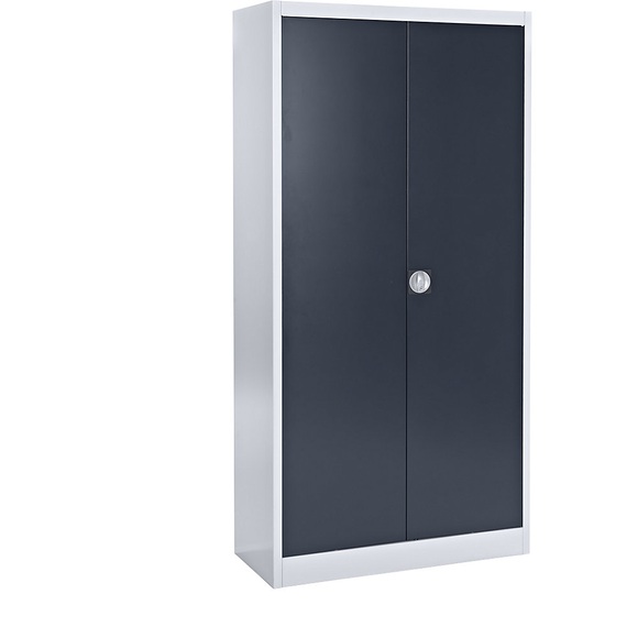 mauser Stahlschrank mit Einschwenktüren 4 Fachböden, Tiefe 420 mm weißaluminium / anthrazitgrau