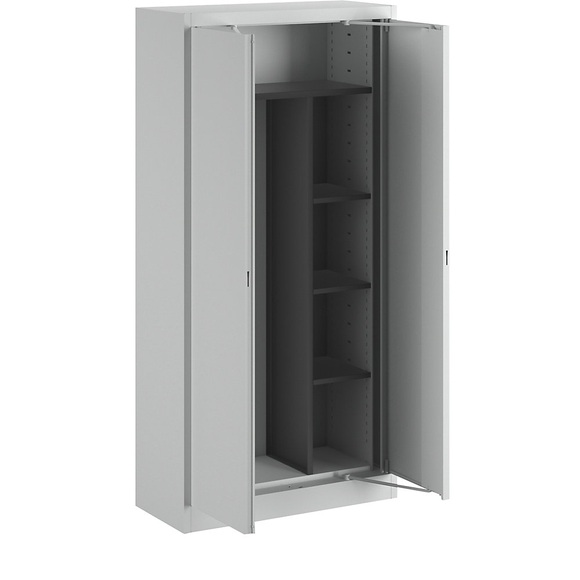 mauser Stahlschrank mit Einschwenktüren Garderobe, 3 kurze Fachböden, Tiefe 420 mm lichtgrau