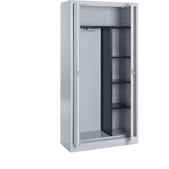 mauser Stahlschrank mit Einschwenktüren Garderobe, 3 kurze Fachböden, Tiefe 420 mm weißaluminium