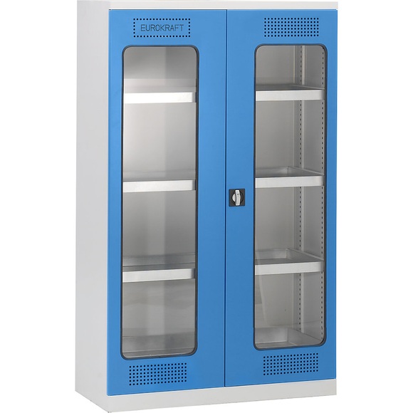 EUROKRAFT Umweltschrank mit Sichtfenstertüren, 4 Lagerebenen Breite 1200 mm