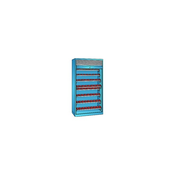 Lista CNC-Schrank mit Rollladen 8 Ebenen, 64 Halter ISO-SK 50 lichtblau RAL 5012