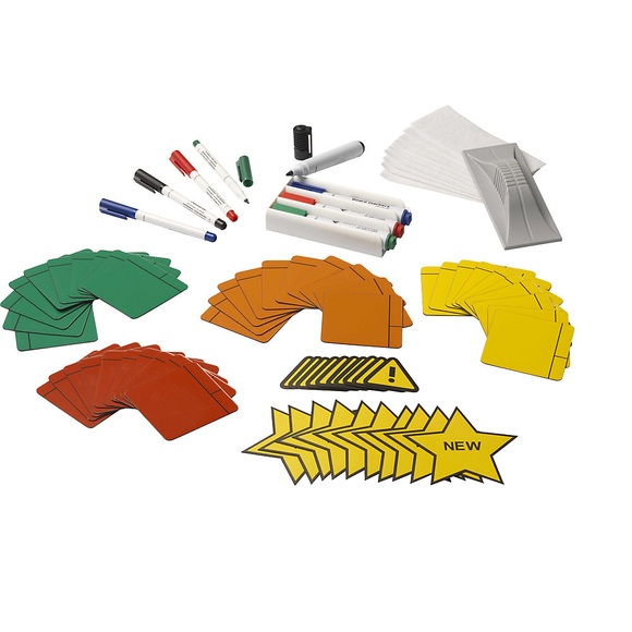 QUIPO Zubehörset für Taskboard 2000 x 1200 mm Magnetfolien, Marker, Etiketten, Halter, Wischer