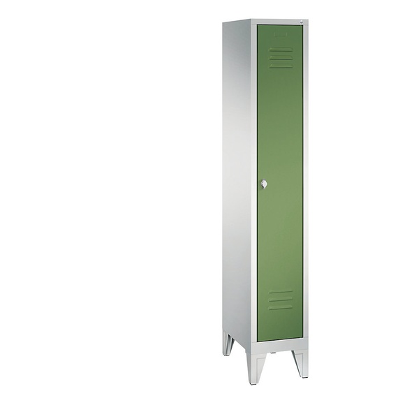 CP CLASSIC Garderobenschrank mit Füßen 1 Abteil, Abteilbreite 300 mm lichtgrau / resedagrün