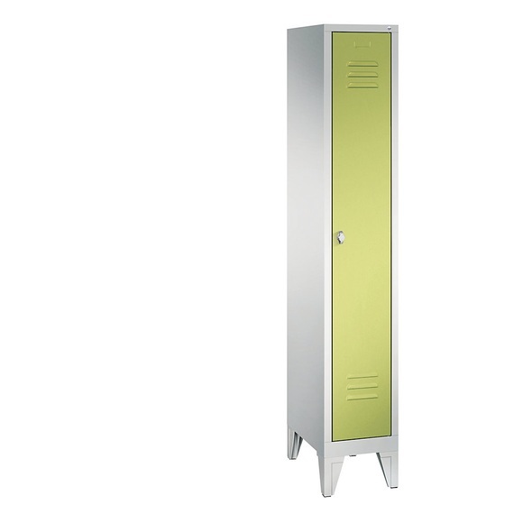 CP CLASSIC Garderobenschrank mit Füßen 1 Abteil, Abteilbreite 300 mm lichtgrau / viridingrün