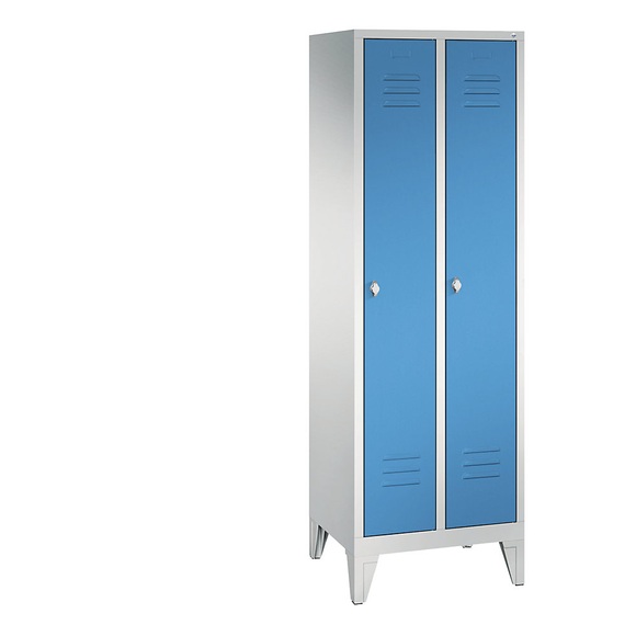 CP CLASSIC Garderobenschrank mit Füßen 2 Abteile, Abteilbreite 300 mm lichtgrau / lichtblau