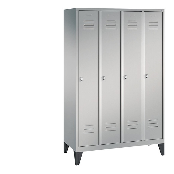 CP CLASSIC Garderobenschrank mit Füßen 4 Abteile, Abteilbreite 300 mm weißaluminium
