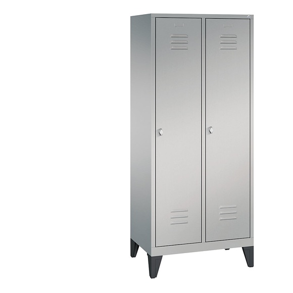 CP CLASSIC Garderobenschrank mit Füßen 2 Abteile, Abteilbreite 400 mm weißaluminium