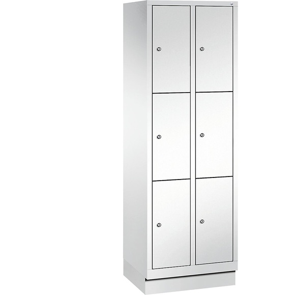 CP CLASSIC Fächerschrank mit Sockel 2 Abteile, je 3 Fächer, Abteilbreite 300 mm verkehrsweiß