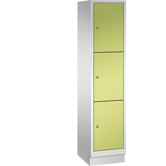 CP CLASSIC Fächerschrank mit Sockel 1 Abteil, 3 Fächer, Abteilbreite 400 mm lichtgrau / viridingrün