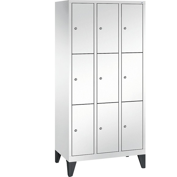 CP CLASSIC Fächerschrank mit Füßen 3 Abteile, je 3 Fächer, Abteilbreite 300 mm verkehrsweiß