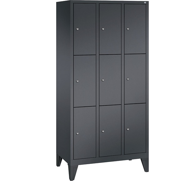CP CLASSIC Fächerschrank mit Füßen 3 Abteile, je 3 Fächer, Abteilbreite 300 mm schwarzgrau