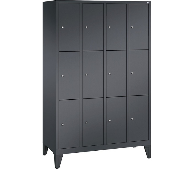 CP CLASSIC Fächerschrank mit Füßen 4 Abteile, je 3 Fächer, Abteilbreite 300 mm schwarzgrau