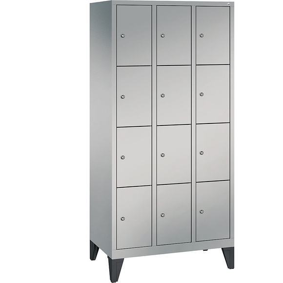 CP CLASSIC Fächerschrank mit Füßen 3 Abteile, je 4 Fächer, Abteilbreite 300 mm weißaluminium