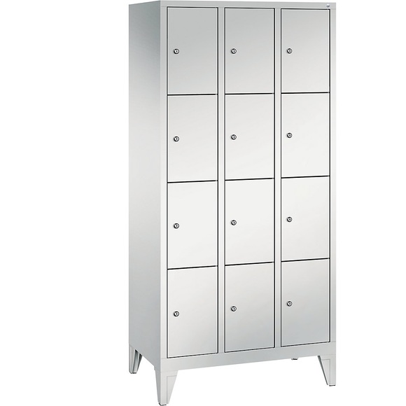 CP CLASSIC Fächerschrank mit Füßen 3 Abteile, je 4 Fächer, Abteilbreite 300 mm lichtgrau