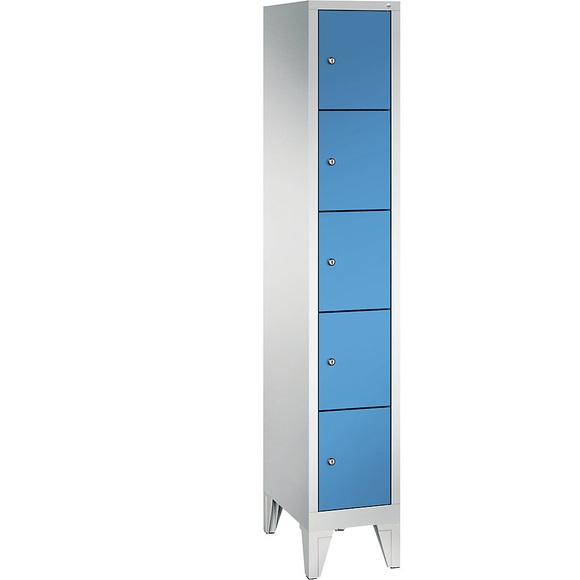 CP CLASSIC Fächerschrank mit Füßen 1 Abteil, 5 Fächer, Abteilbreite 300 mm lichtgrau / lichtblau